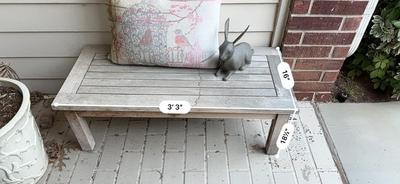 Patio - Outdoor Bench, Pillow & Iron Bunny