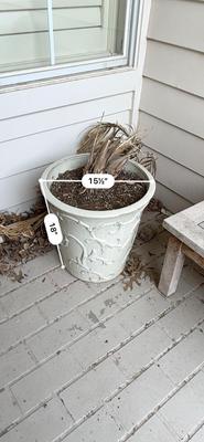 Patio - Large Glazed Ivory Ceramic Pot 15" Wx 18" H
