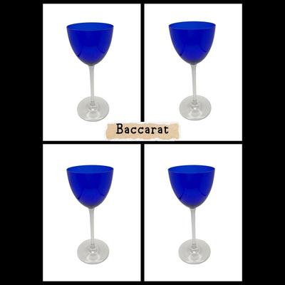 Crystal - Baccarat Cobalt Blue Rhine Wine Perfection Stemware set of 4 - There are 3 more in another listing