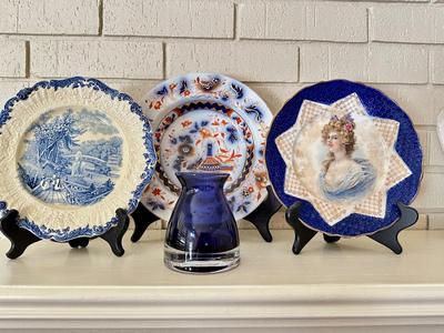 Decor - Antique Flow Blue, Transfer Ware, and Hand Painted Plates