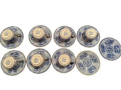 China- Mottaheda Blue Torquay 7 cups 9 saucers