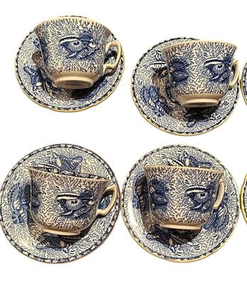 China- Mottaheda Blue Torquay 7 cups 9 saucers
