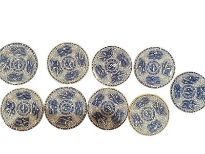 China- Mottaheda Blue Torquay 7 cups 9 saucers