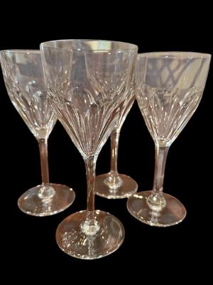 Crystal Stemware- St Louis Bristol Pattern Cut Panels 7" Wine - set of 4