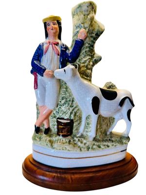 Decor - Antique Staffordshire Lamp - chip on hat