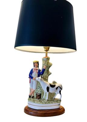 Decor - Antique Staffordshire Lamp - chip on hat