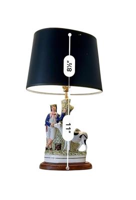 Decor - Antique Staffordshire Lamp - chip on hat