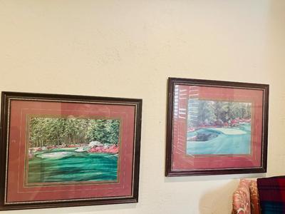 Art - Pair of Golf Prints by Nancy Raborn from the Augusta Collection. White Dogwood Eleven & Azalea Thirteen