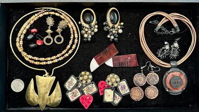 Jewelry - Costume w/ Signed Jeep Collins Brass necklace