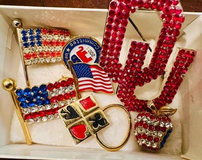Jewelry - Costume Rhinestone, OU, Red White & Blue