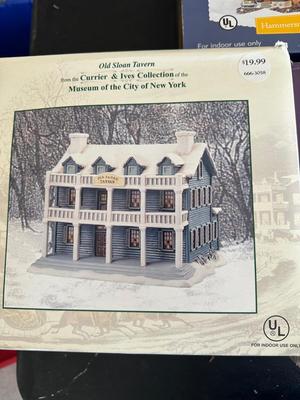 Collection of Lighted Porcelain Christmas Village Houses