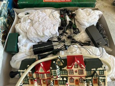 Collection of Lighted Porcelain Christmas Village Houses