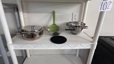 STAINLESS STEEL FRYER POT, COLANDERS, AND SILICONE HOT PLATE HOLDER