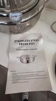 STAINLESS STEEL FRYER POT, COLANDERS, AND SILICONE HOT PLATE HOLDER