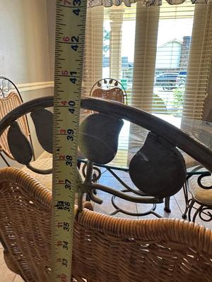 Glass & Wicker Dining Set with Metal Base