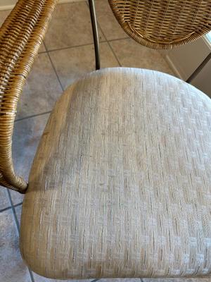 Glass & Wicker Dining Set with Metal Base