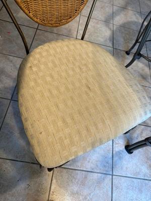 Glass & Wicker Dining Set with Metal Base