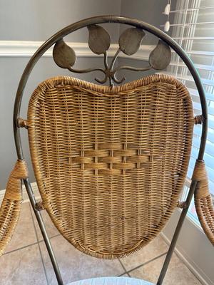Glass & Wicker Dining Set with Metal Base