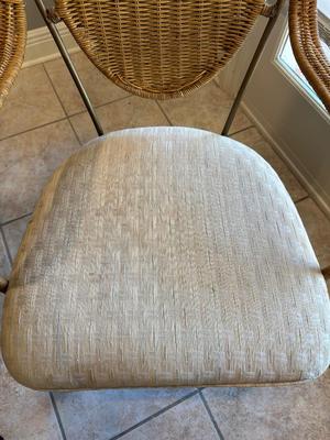 Glass & Wicker Dining Set with Metal Base
