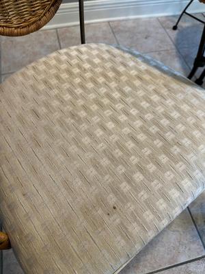 Glass & Wicker Dining Set with Metal Base