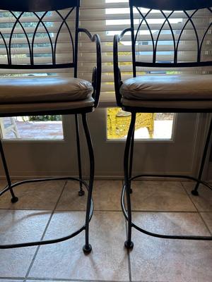 Pair of Metal Barstools with Padded Seats