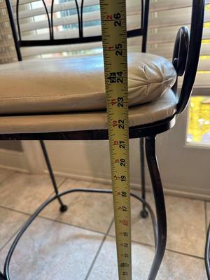 Pair of Metal Barstools with Padded Seats