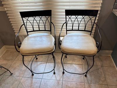 Pair of Metal Barstools with Padded Seats