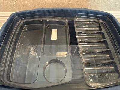 Large Longaberger Basket with Lid, Blue Fabric Liner & Divided Protector