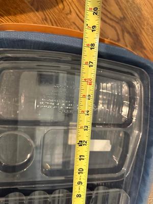 Large Longaberger Basket with Lid, Blue Fabric Liner & Divided Protector