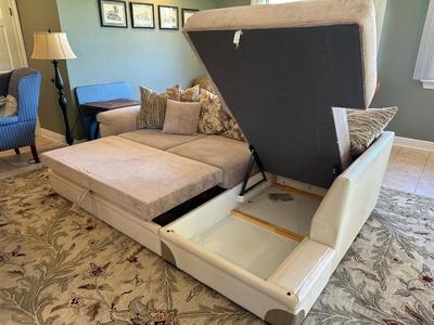 Convertible Sectional Sofa with Pull-Out Bed & Hidden Storage