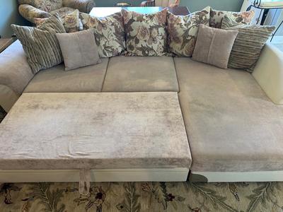 Convertible Sectional Sofa with Pull-Out Bed & Hidden Storage