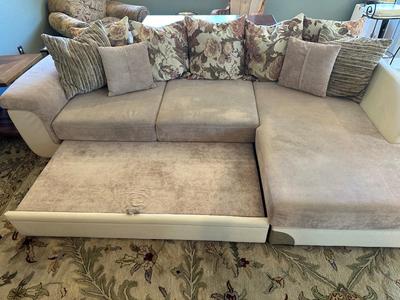 Convertible Sectional Sofa with Pull-Out Bed & Hidden Storage