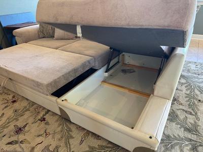Convertible Sectional Sofa with Pull-Out Bed & Hidden Storage