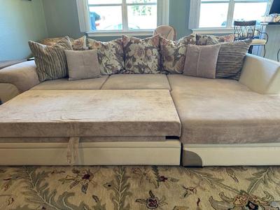 Convertible Sectional Sofa with Pull-Out Bed & Hidden Storage