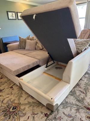 Convertible Sectional Sofa with Pull-Out Bed & Hidden Storage