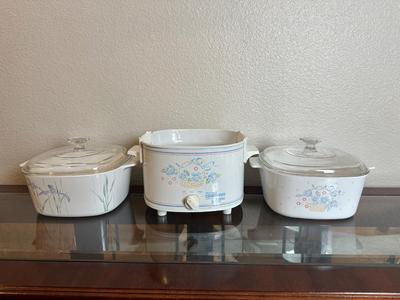 Corning Ware Casseroles with Rival Crock-Pot Warmer
