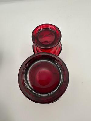 Anchor Hocking Ruby Red Honeycomb Tumblers.