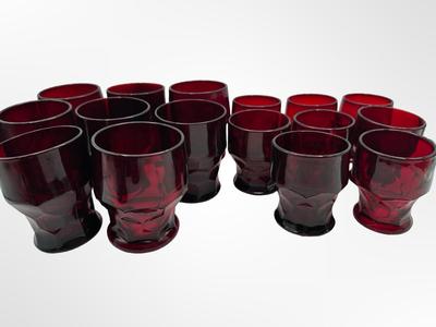 Anchor Hocking Ruby Red Honeycomb Tumblers.
