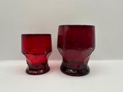 Anchor Hocking Ruby Red Honeycomb Tumblers.
