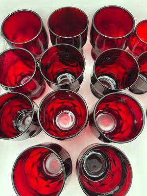 Anchor Hocking Ruby Red Honeycomb Tumblers.