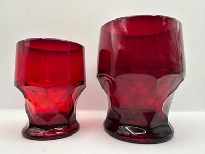 Anchor Hocking Ruby Red Honeycomb Tumblers.