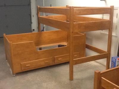 Vintage Wood Twin Captain’s Bed with Storage Drawers