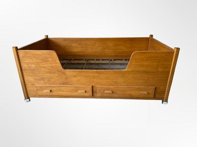 Vintage Wood Twin Captain’s Bed with Storage Drawers