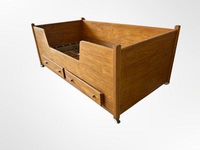 Vintage Wood Twin Captain’s Bed with Storage Drawers