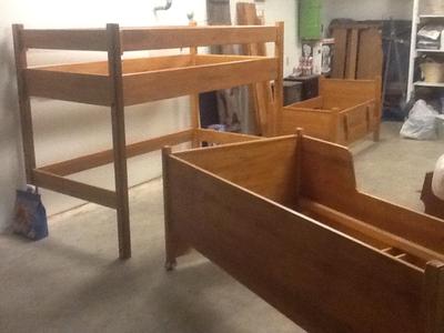Vintage Wood Twin Captain’s Bed with Storage Drawers