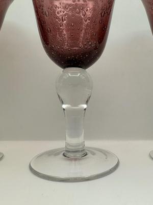 Set of 6 Amethyst Goblets with Clear Stems