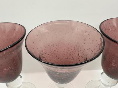 Set of 6 Amethyst Goblets with Clear Stems