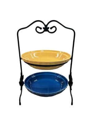 Longaberger Pottery Two-Tier Serving Stand