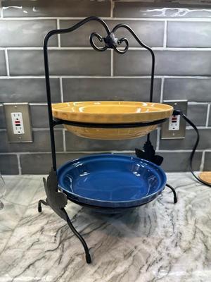 Longaberger Pottery Two-Tier Serving Stand