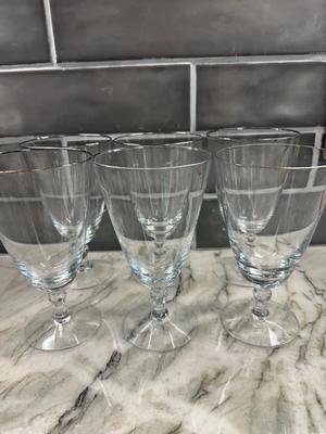 Fostoria Crystal Goblets with Silver Rim – Set of 6